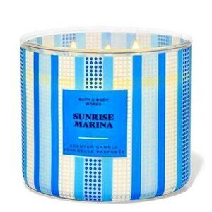 🆕BATH & BODY WORKS Sunrise Marina 3 Wick Candle*NEW Retired Summer Scent